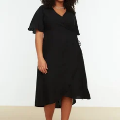 Trendyol Vrouwen Standaard Mouw V-hals Omslag Plus Size Jurk -Trendy Meid Verkoop 800x1200 1148