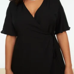 Trendyol Vrouwen Standaard Mouw V-hals Omslag Plus Size Jurk -Trendy Meid Verkoop 800x1200 1149