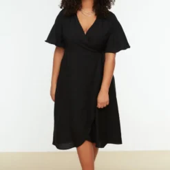 Trendyol Vrouwen Standaard Mouw V-hals Omslag Plus Size Jurk -Trendy Meid Verkoop 800x1200 1150