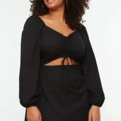 Trendyol Vrouwen Ballon Mouw V-hals Omslag Plus Size Jurk -Trendy Meid Verkoop 800x1200 1153