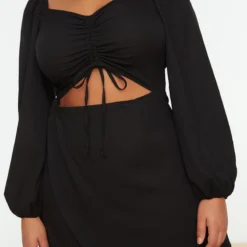 Trendyol Vrouwen Ballon Mouw V-hals Omslag Plus Size Jurk -Trendy Meid Verkoop 800x1200 1154