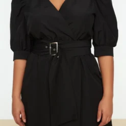 Trendyol Vrouwen Gepofte/ruche Mouw V-hals Omslag Plus Size Jurk 18 Trendyol Vrouwen Gepofte/ruche Mouw V-hals Omslag Plus Size Jurk -Trendy Meid Verkoop 800x1200 1167