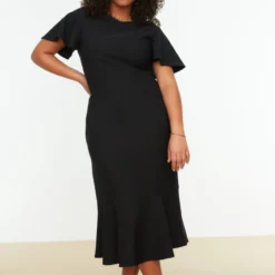 Trendyol Vrouwen Fluit Mouw Ronde Hals Bodycon Plus Size Jurk -Trendy Meid Verkoop 800x1200 1187