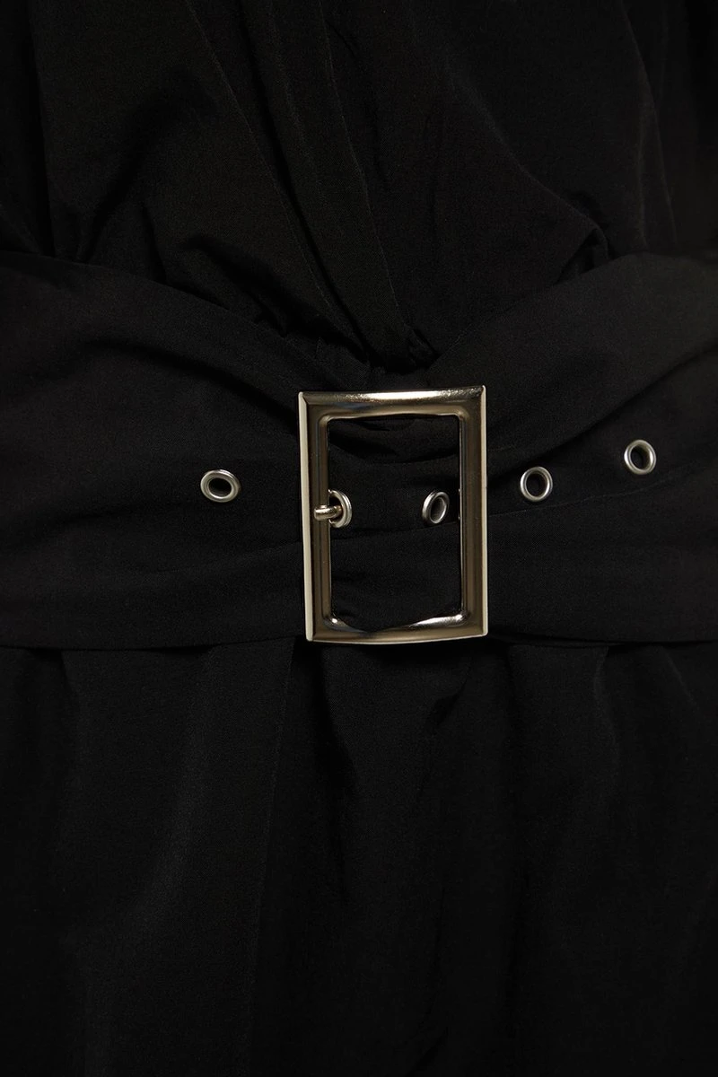 Trendyol Vrouwen Gepofte/ruche Mouw V-hals Omslag Plus Size Jurk 5 Trendyol Vrouwen Gepofte/ruche Mouw V-hals Omslag Plus Size Jurk - Afbeelding 5