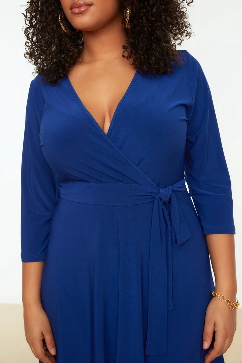 Trendyol Vrouwen Standaard Mouw Dubbele Rij Knopen A-lijn Plus Size Jurk 10 Trendyol Vrouwen Standaard Mouw Dubbele Rij Knopen A-lijn Plus Size Jurk - Afbeelding 10