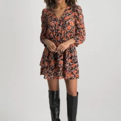 Colourful Rebel Ivy Flower Jurk Oranje Dames - Wijduitlopende Fit - Polyester - M