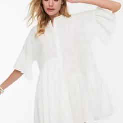 Trendyol Vrouwen Gepofte/ruche Mouw Lieve Schat Aangerimpelde Jurk Jurk