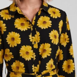 Pieces Jurk Pcjapril 3/4 Ankle Dress D2d Bc 17135407 Black/sunflower Dames Maat - S -Trendy Meid Verkoop 800x1200 1347