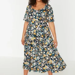 Trendyol Vrouwen Fluit Mouw V-hals Basis Grote Maten Jurk -Trendy Meid Verkoop 800x1200 1378