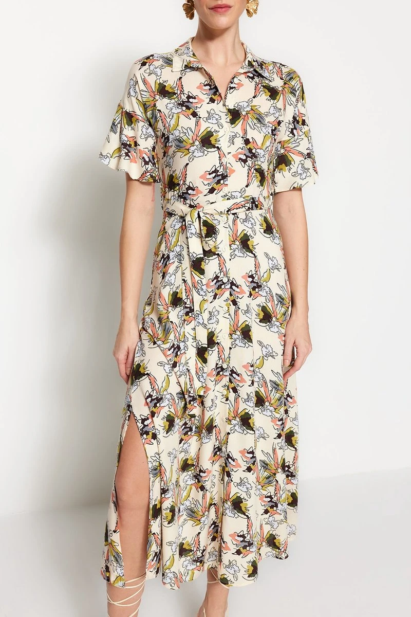 Trendyol Vrouwen Standaard Mouw Kraag Overhemdjurk Jurk 2 Trendyol Vrouwen Standaard Mouw Kraag Overhemdjurk Jurk - Afbeelding 2