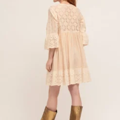 Vintage Boho Tuniek Jurk Handgemaakt Van Katoen Met Sierwerk 7/8 Mouwen Maat 40/42 -Trendy Meid Verkoop 800x1200 1431