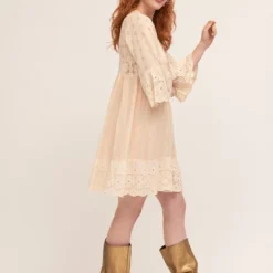 Vintage Boho Tuniek Jurk Handgemaakt Van Katoen Met Sierwerk 7/8 Mouwen Maat 40/42 -Trendy Meid Verkoop 800x1200 1432