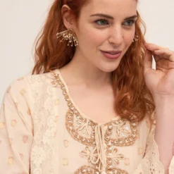 Vintage Boho Tuniek Jurk Handgemaakt Van Katoen Met Sierwerk 7/8 Mouwen Maat 40/42 -Trendy Meid Verkoop 800x1200 1437