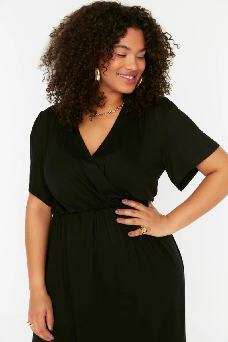 Trendyol Vrouwen Standaard Mouw Cache-coeur Basis Grote Maten Jurk 3 Trendyol Vrouwen Standaard Mouw Cache-coeur Basis Grote Maten Jurk - Afbeelding 3