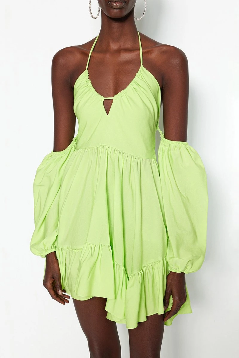 Trendyol Vrouwen Ballon Mouw Vierkante Kraag Schaatser Jurk 6 Trendyol Vrouwen Ballon Mouw Vierkante Kraag Schaatser Jurk - Afbeelding 6