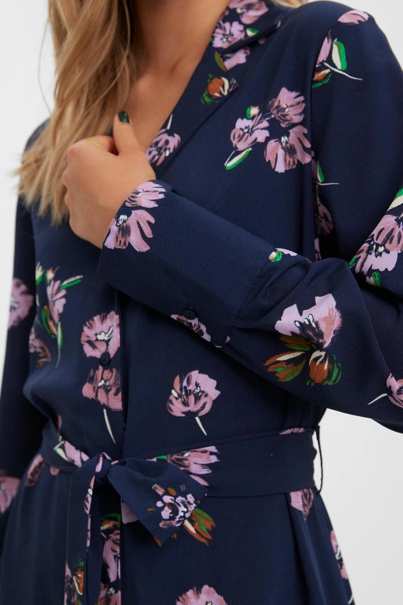 Vero Moda Jurk Vmlydia Ls Calf Shirt Dress Wvn 10278874 Navy Blazer Dames Maat - L 4 Vero Moda Jurk Vmlydia Ls Calf Shirt Dress Wvn 10278874 Navy Blazer Dames Maat - L - Afbeelding 4