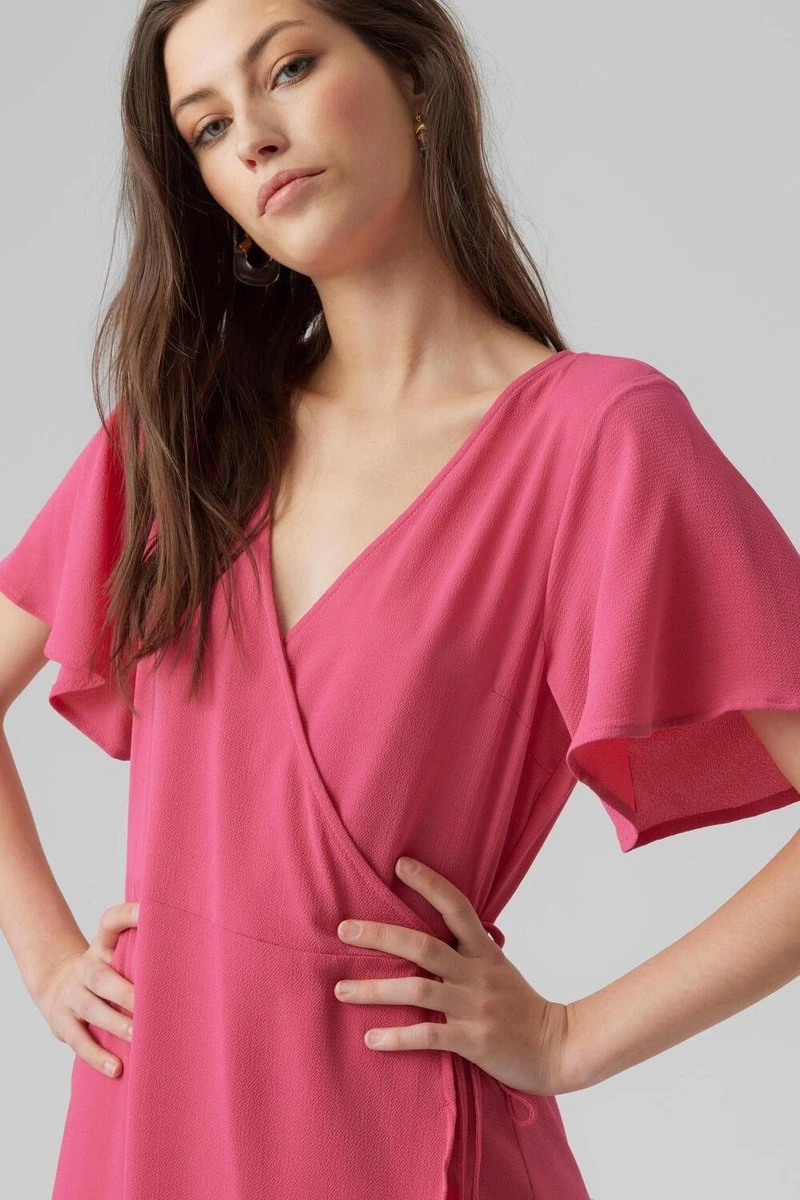Vero Moda Jurk Vmsaki Ss Calf Wrap Dress Wvn Ga No 10287361 Pink Yarrow Dames Maat - M 4 Vero Moda Jurk Vmsaki Ss Calf Wrap Dress Wvn Ga No 10287361 Pink Yarrow Dames Maat - M - Afbeelding 4