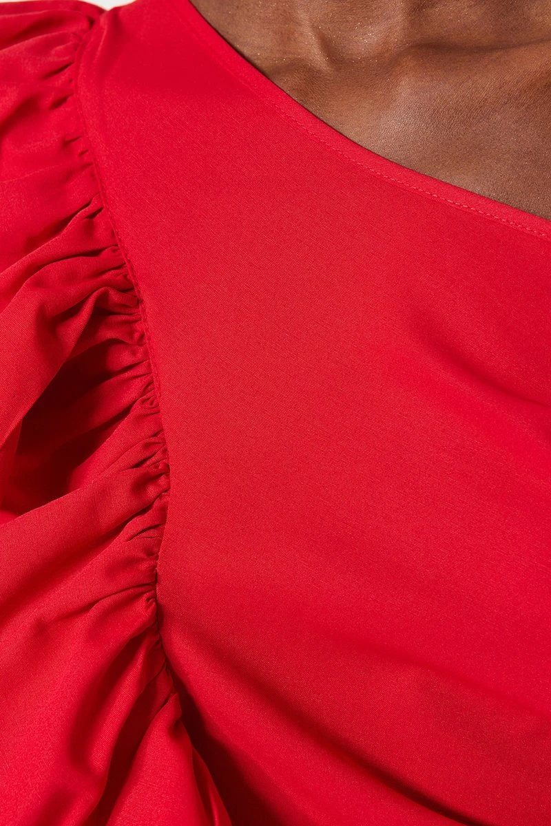 Trendyol Vrouwen Standaard Mouw Asymmetrische Kraag Schaatser Jurk 3 Trendyol Vrouwen Standaard Mouw Asymmetrische Kraag Schaatser Jurk - Afbeelding 3