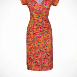 Tricot Wrap Jurk Korte Mouw Peranakan