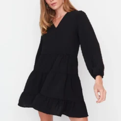 Trendyol Vrouwen Ballon Mouw V-hals Verschuiving Jurk