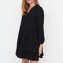 Trendyol Vrouwen Ballon Mouw V-hals Verschuiving Jurk -Trendy Meid Verkoop 800x1200 449