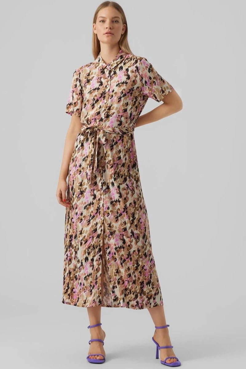 Vero Moda Jurk Vmeasy S/s Long Shirt Dress R1 Wvn 10286792 Tigers Eye/ina Dames Maat - S 2 Vero Moda Jurk Vmeasy S/s Long Shirt Dress R1 Wvn 10286792 Tigers Eye/ina Dames Maat - S - Afbeelding 2