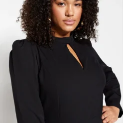 Trendyol Vrouwen Ballon Mouw Staande Kraag Bodycon Plus Size Jurk -Trendy Meid Verkoop 800x1200 486
