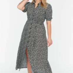 Trendyol Vrouwen Standaard Mouw Kraag Basis Grote Maten Jurk -Trendy Meid Verkoop 800x1200 515