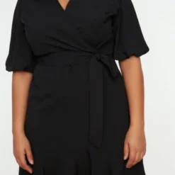 Trendyol Vrouwen Standaard Mouw V-hals Omslag Plus Size Jurk -Trendy Meid Verkoop 800x1200 528