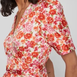 Vila Jurk Vinaria S/s Wrap Midi Dress/dc/su 14083215 Tigerlily/mis Dames Maat - 38 -Trendy Meid Verkoop 800x1200 546