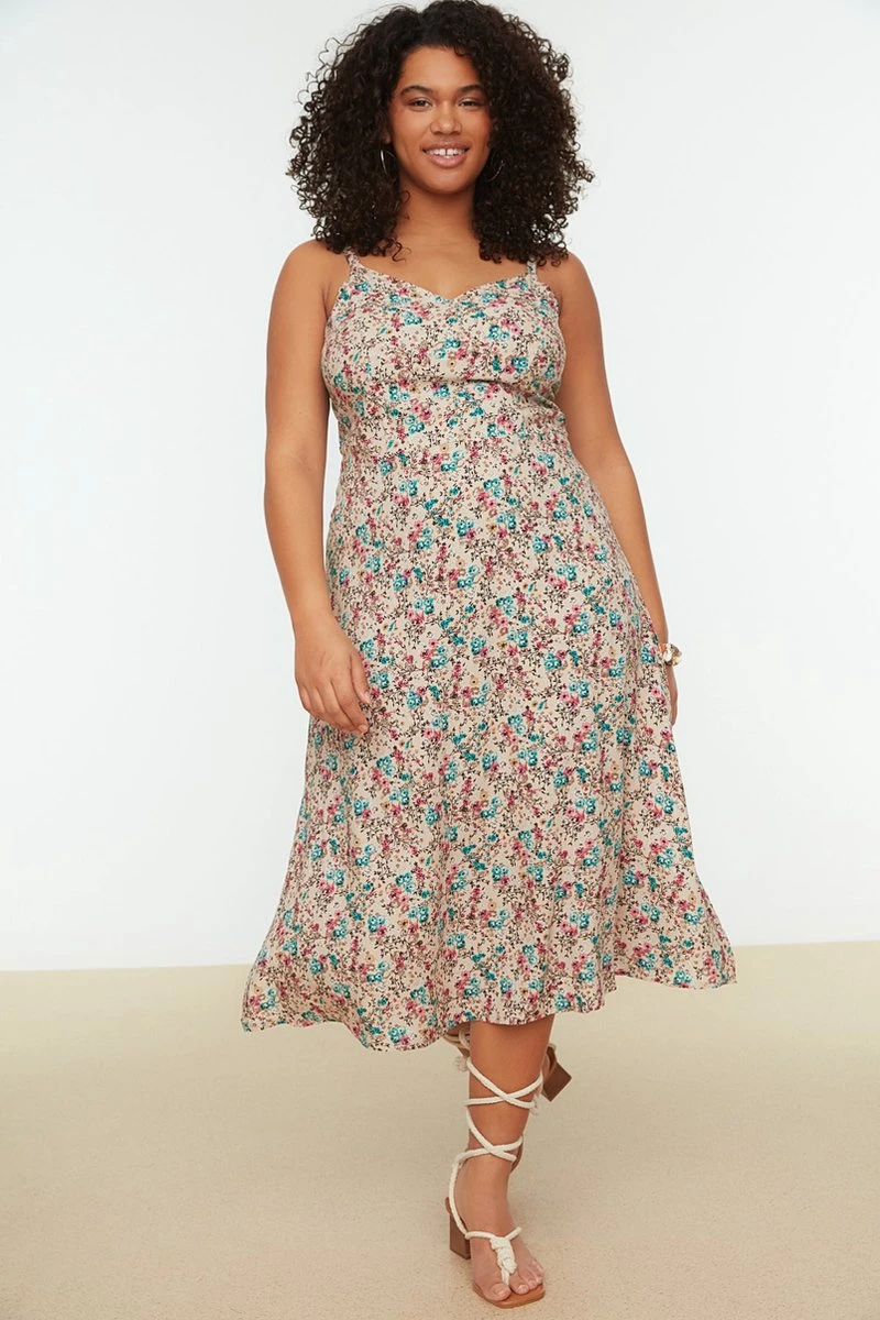 Trendyol Vrouwen Standaard Mouw V-hals Basis Grote Maten Jurk 8 Trendyol Vrouwen Standaard Mouw V-hals Basis Grote Maten Jurk - Afbeelding 8