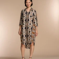 Geisha Jurk Jurk Grafische Etnic Print 37134 20 Sand/rubber Combi Dames Maat - XXL -Trendy Meid Verkoop 800x1200 56