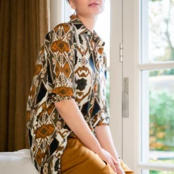 Geisha Jurk Jurk Grafische Etnic Print 37134 20 Sand/rubber Combi Dames Maat - XXL -Trendy Meid Verkoop 800x1200 58