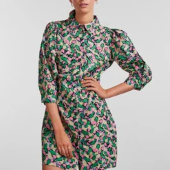 Pieces Jurk Pckrissie 3/4 Short Dress Bc 17137903 Parkeet/graphic Dames Maat - S -Trendy Meid Verkoop 800x1200 602