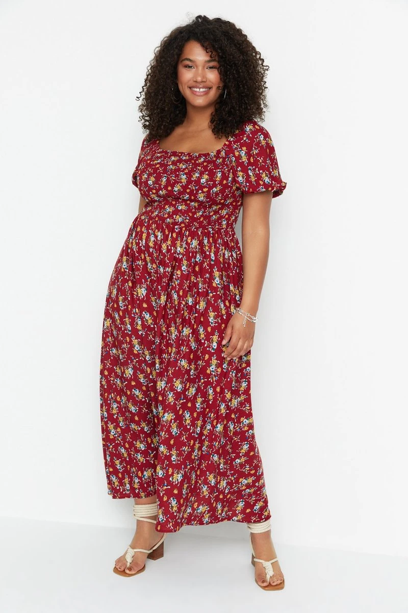 Trendyol Vrouwen Ballon Mouw Vierkante Kraag A-lijn Plus Size Jurk 7 Trendyol Vrouwen Ballon Mouw Vierkante Kraag A-lijn Plus Size Jurk - Afbeelding 7