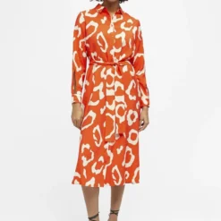 Object Jacira Tilda L/s Shirt Dress Jurken Dames - Rok - Jurk - Koraal - Maat 42 -Trendy Meid Verkoop 800x1200 709