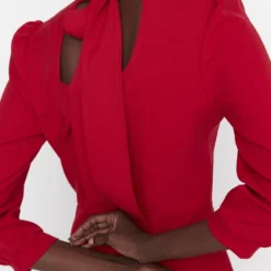 Trendyol Vrouwen Ballon Mouw Staande Kraag Bodycon Jurk -Trendy Meid Verkoop 800x1200 741