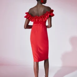 Trendyol Vrouwen Gepofte/ruche Mouw Carmen Kraag Bodycon Jurk -Trendy Meid Verkoop 800x1200 774