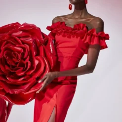 Trendyol Vrouwen Gepofte/ruche Mouw Carmen Kraag Bodycon Jurk -Trendy Meid Verkoop 800x1200 777