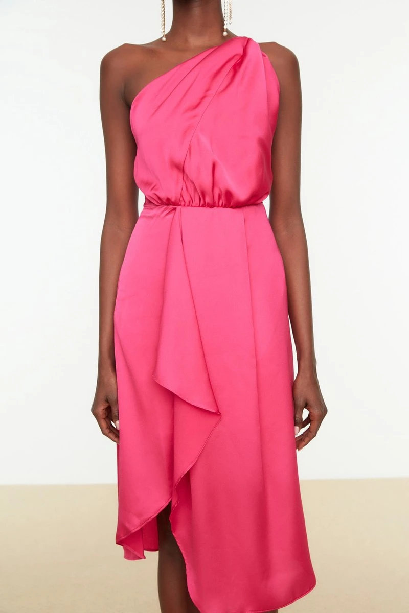 Trendyol Vrouwen Een Schouder Asymmetrische Kraag Omslag Jurk 5 Trendyol Vrouwen Een Schouder Asymmetrische Kraag Omslag Jurk - Afbeelding 5