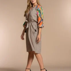 Geisha Jurk Midi Dress Mix And Match Print 37147 20 Off-white/coral Combi Dames Maat - XS