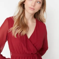 Trendyol Vrouwen Ballon Mouw Cache-coeur Schaatser Jurk -Trendy Meid Verkoop 800x1200 865