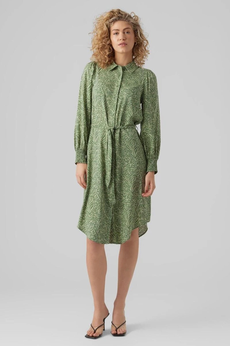 Vero Moda Jurk Vmsara Ls Calf Shirt Dress Wvn 10282451 Reseda/sara Dames Maat - XL 4 Vero Moda Jurk Vmsara Ls Calf Shirt Dress Wvn 10282451 Reseda/sara Dames Maat - XL - Afbeelding 4