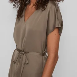 Vila Jurk Viellette V-neck S/s Dress/su - Noo 14078865 Walnut Dames Maat - 38 -Trendy Meid Verkoop 800x1200 919