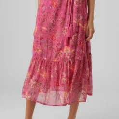 Vero Moda Jurk Vmsilo Ss 7/8 Dress Wvn Btq 10286028 Pink Yarrow/silo Dames Maat - XS -Trendy Meid Verkoop 800x1200 937