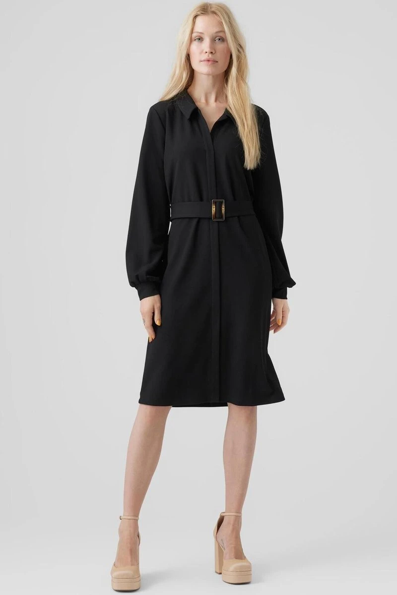 VERO MODA JURK VMPAM L/S SHIRT DRESS JRS BTQ BLACK DAMES MAAT - XL 9 VERO MODA JURK VMPAM L/S SHIRT DRESS JRS BTQ BLACK DAMES MAAT - XL - Afbeelding 9