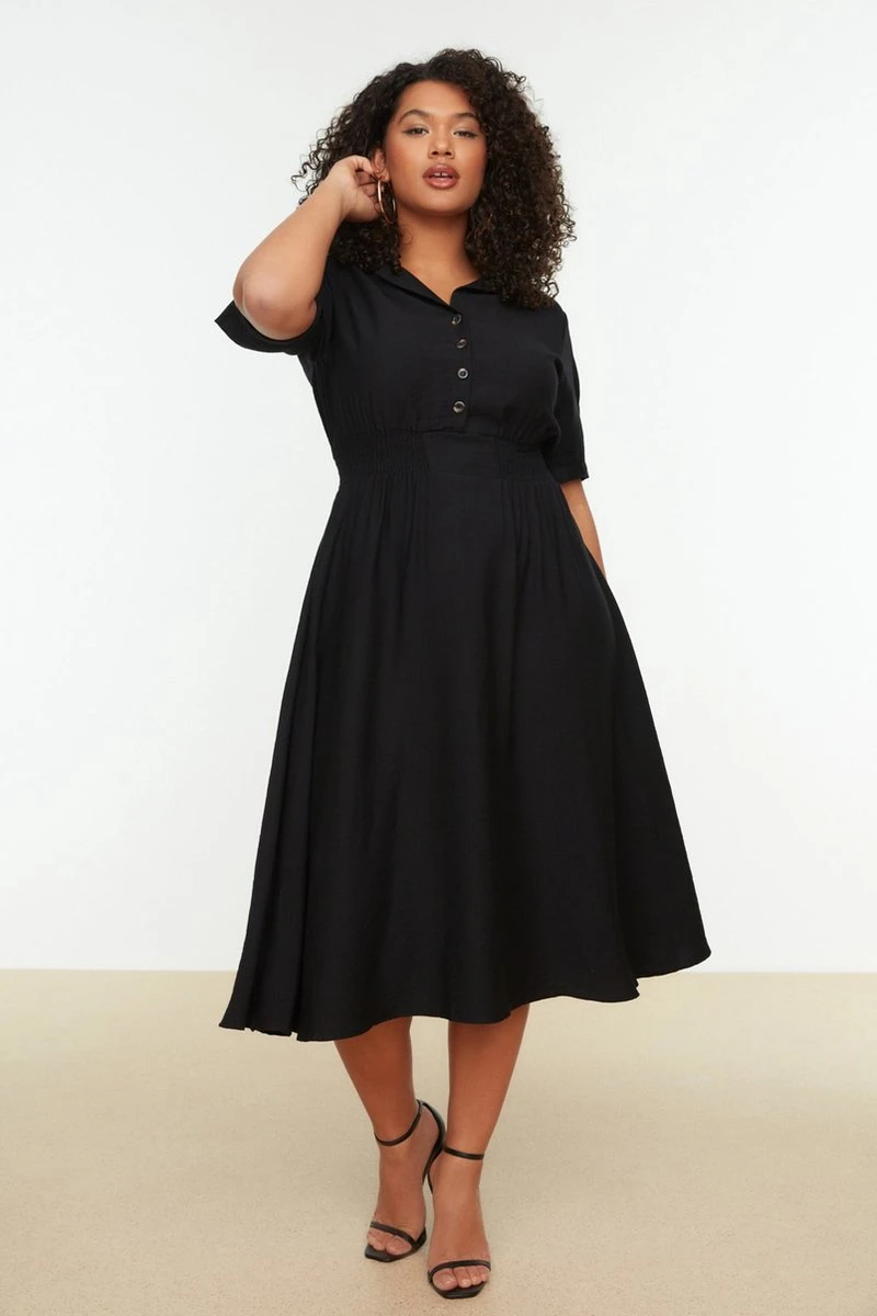 Trendyol Vrouwen Standaard Mouw Kraag A-lijn Plus Size Jurk 1 Trendyol Vrouwen Standaard Mouw Kraag A-lijn Plus Size Jurk