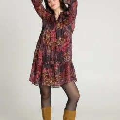 Cassis Korte, Wijde Jurk Met Bloemenmotief -Trendy Meid Verkoop 801x1200 25