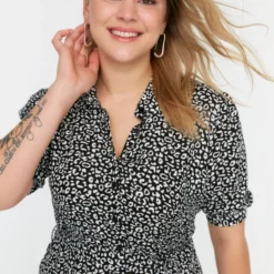 Trendyol Vrouwen Standaard Mouw Kraag Basis Grote Maten Jurk -Trendy Meid Verkoop 801x1200 32