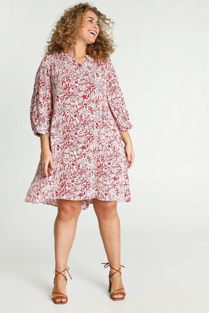 Paprika Korte Jurk In Viscose Met Bloemenmotief En Raglanmouwen 11 Paprika Korte Jurk In Viscose Met Bloemenmotief En Raglanmouwen - Afbeelding 11